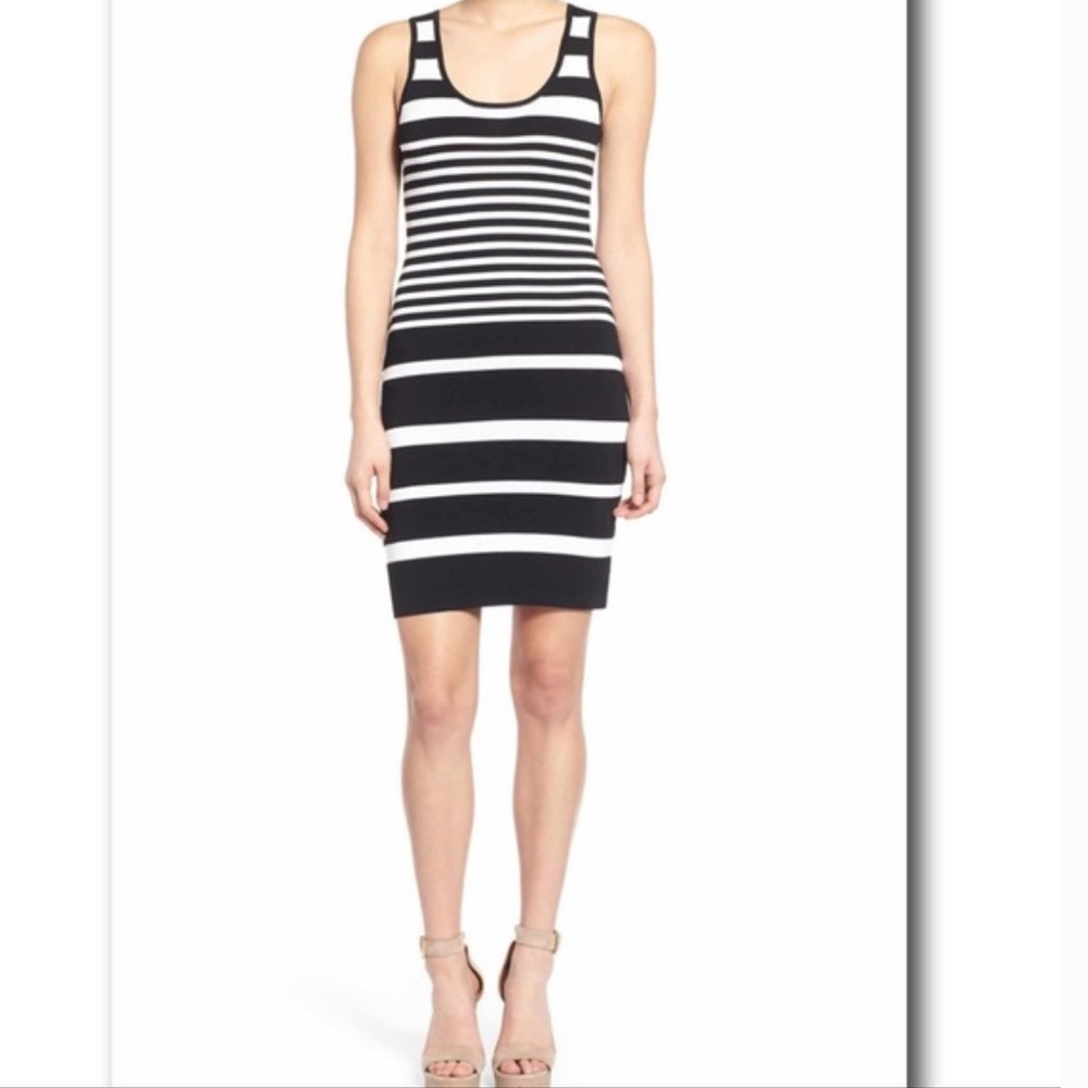 Leith bodycon dress stripes sleeves fitted